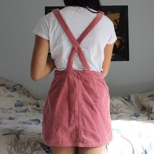Pink Corduroy Overall Dress
